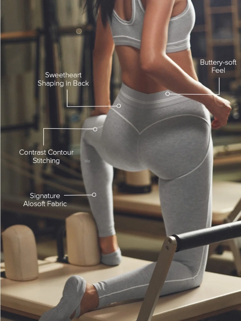 Alosoft High-Waist Heart Throb Legging Athletic Heather‎ Grey/White Size Small